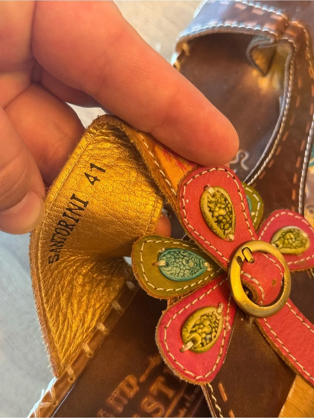 Womens Brown Floral L'Artiste Santorini Sandals, size 41